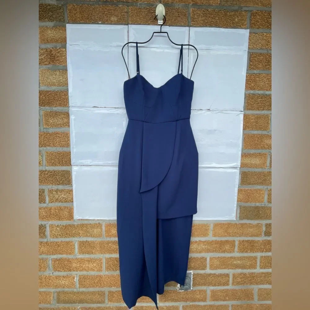 Elliatt Navy Blue Exotic High Low Formal Dress small